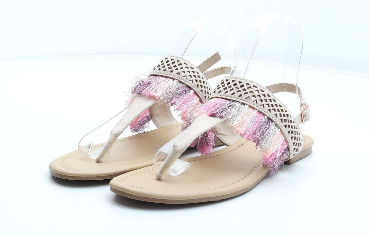 Lilley Womens Beige Polyester Thong Sandal UK