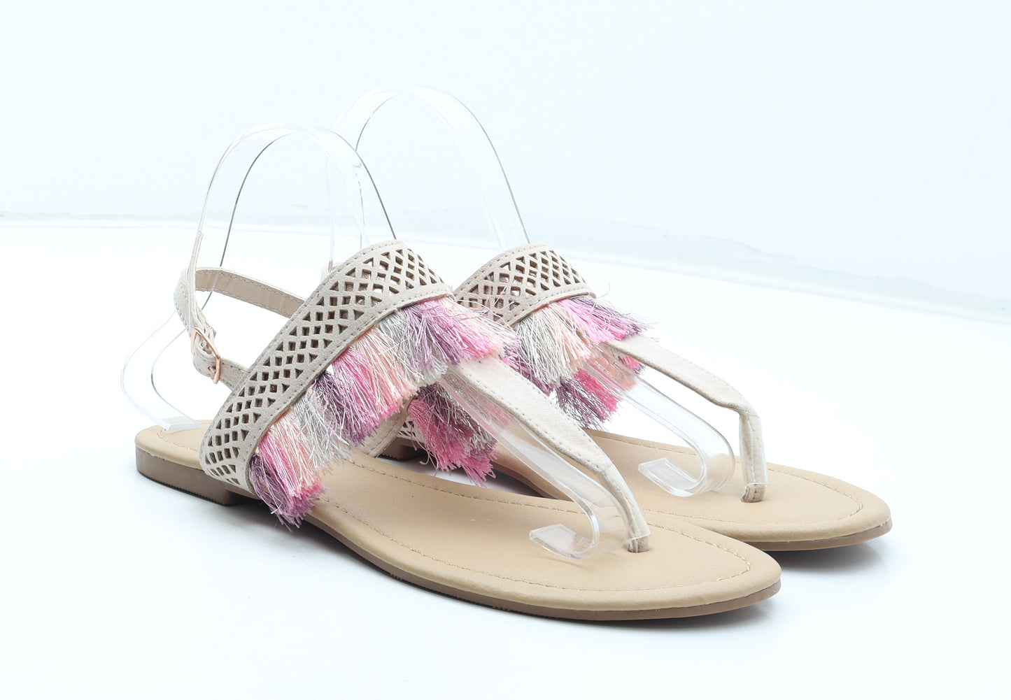 Lilley Womens Beige Polyester Thong Sandal UK