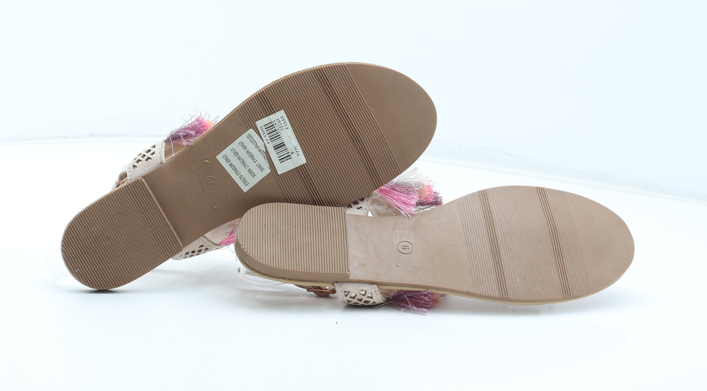 Lilley Womens Beige Polyester Thong Sandal UK