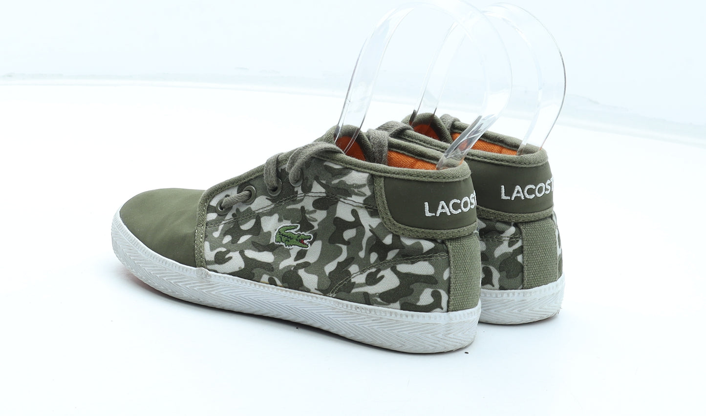Lacoste Boys Green Camouflage Polyester Trainer UK 11 28
