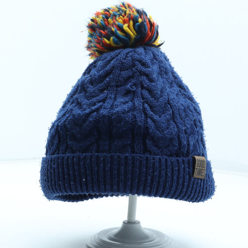John Lewis Boys Blue Acrylic Bobble Hat One Size - UK Size 9-12 Years