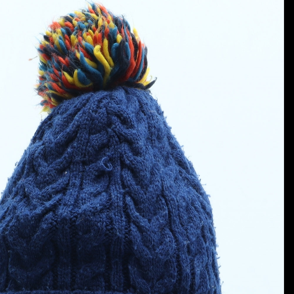 John Lewis Boys Blue Acrylic Bobble Hat One Size - UK Size 9-12 Years