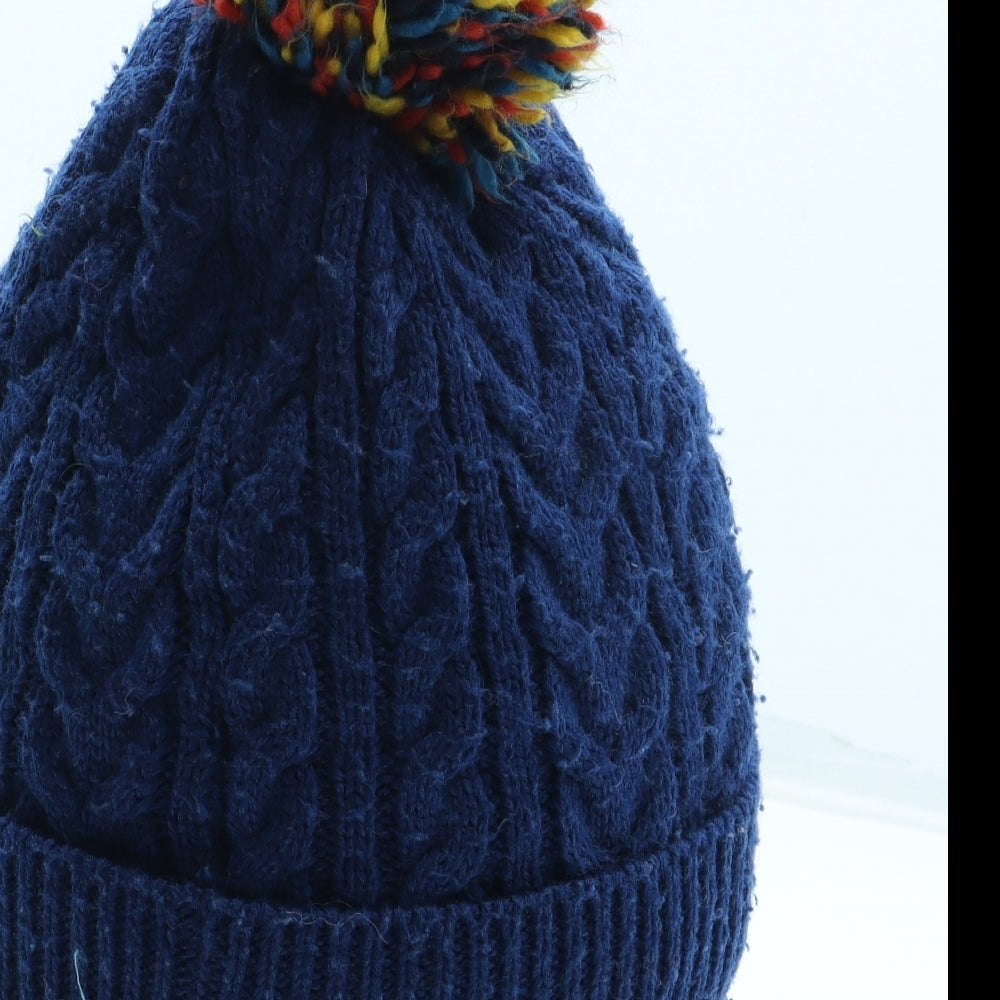 John Lewis Boys Blue Acrylic Bobble Hat One Size - UK Size 9-12 Years