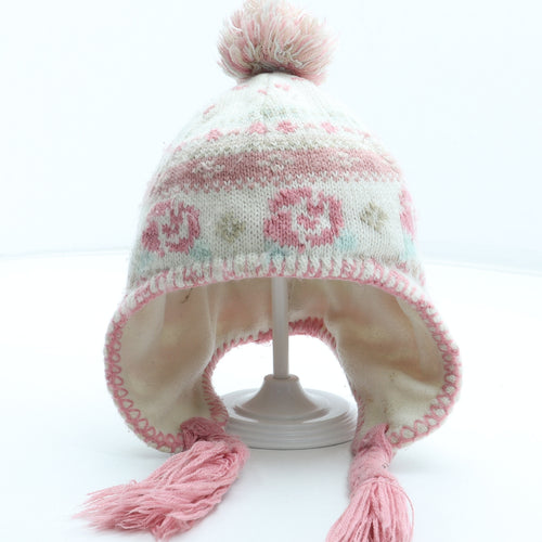 Preworn Girls Multicoloured Floral Acrylic Winter Hat Size S
