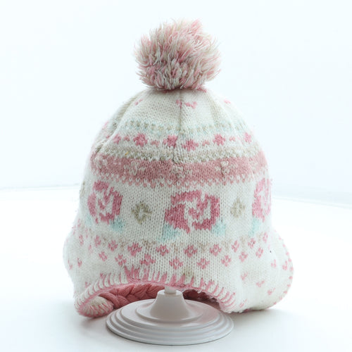 Preworn Girls Multicoloured Floral Acrylic Winter Hat Size S