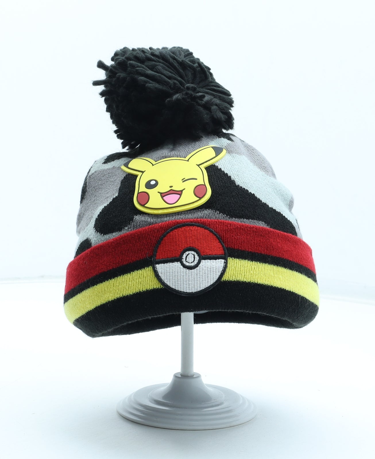 TU Boys Multicoloured Camouflage Acrylic Bobble Hat Size S - Pokémon Size 3-5 years