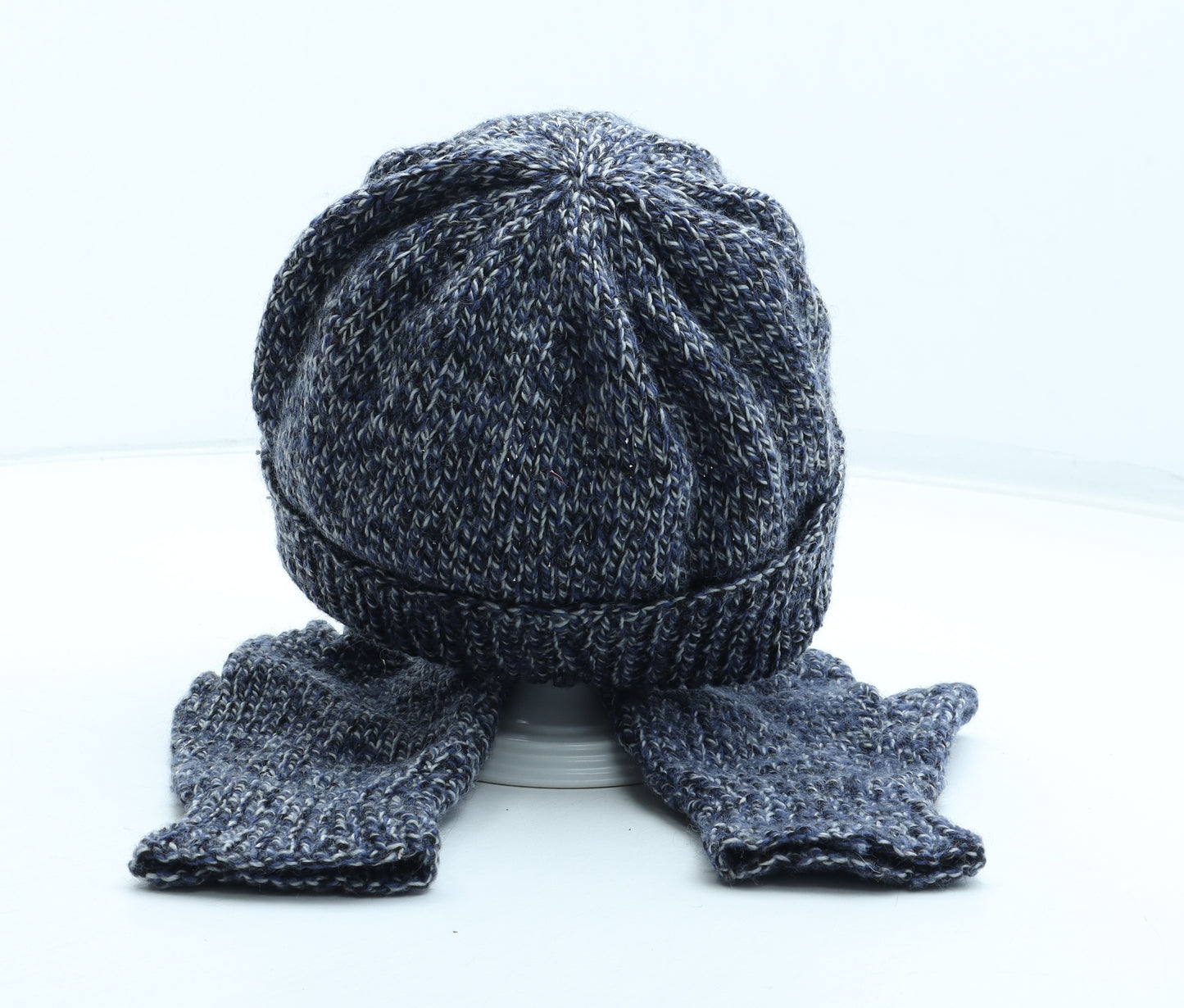 Preworn Mens Blue Acrylic Beanie One Size - Gloves included