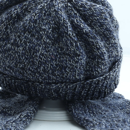 Preworn Mens Blue Acrylic Beanie One Size - Gloves included