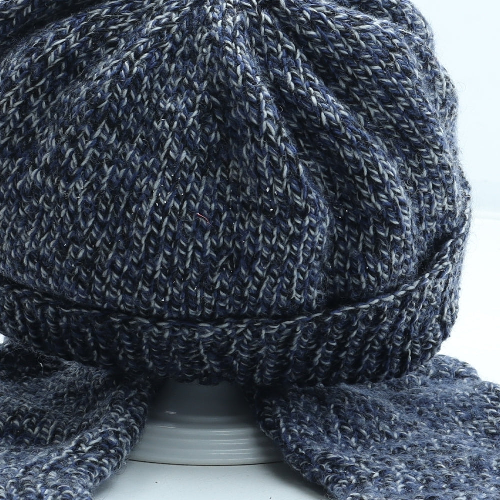 Preworn Mens Blue Acrylic Beanie One Size - Gloves included