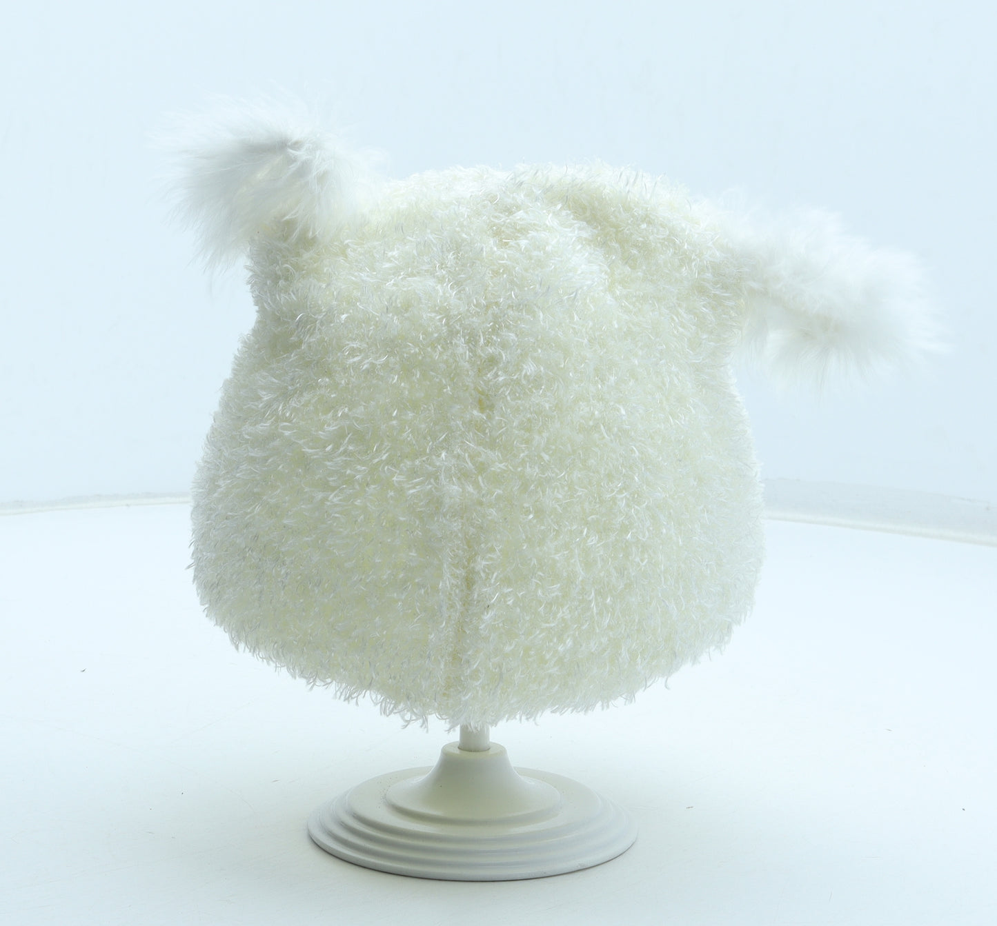 Preworn Girls White Polyester Bobble Hat Size S
