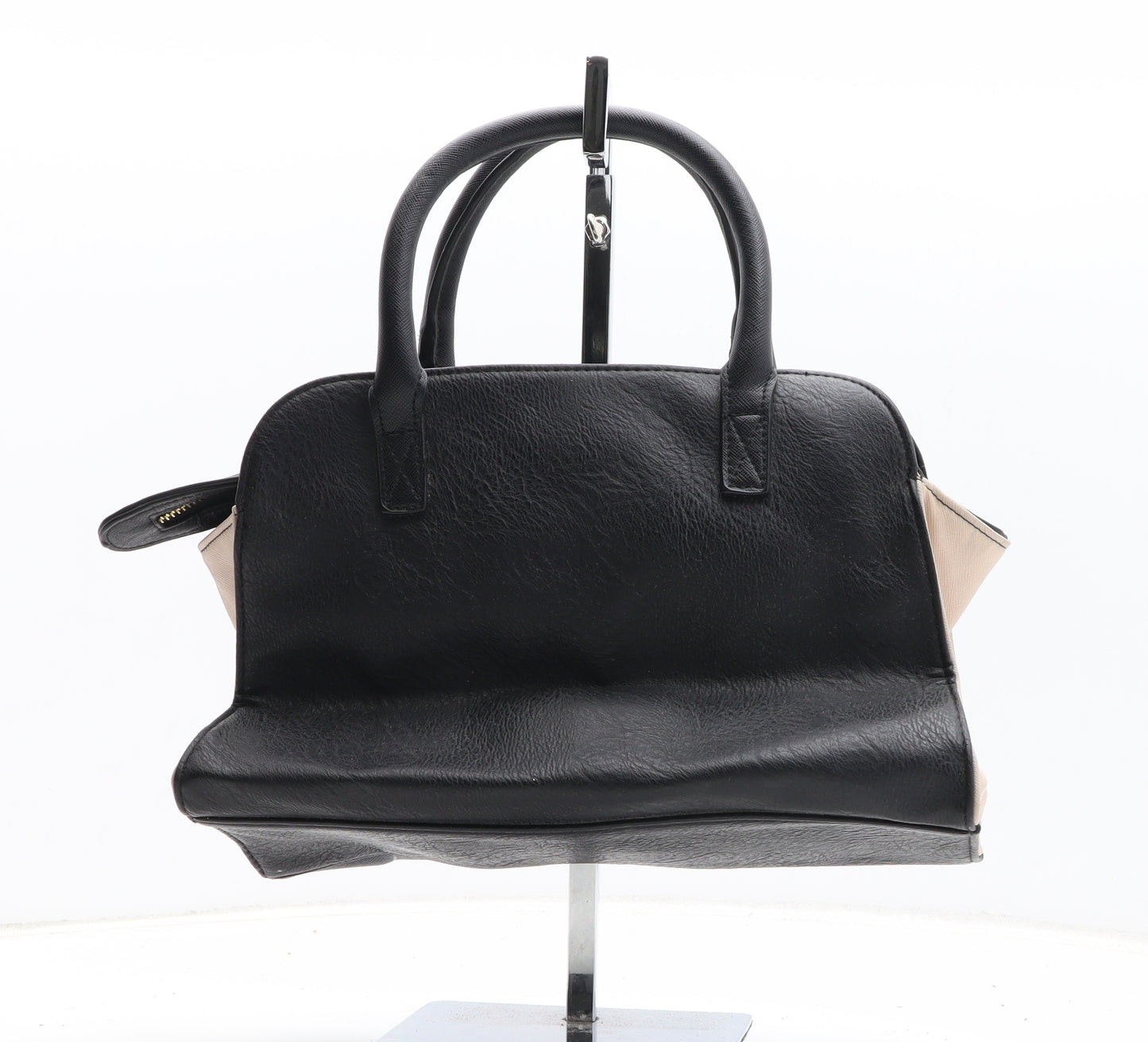 Lipsy Womens Black Colorblock Polyurethane Top Handle Bag Size Small