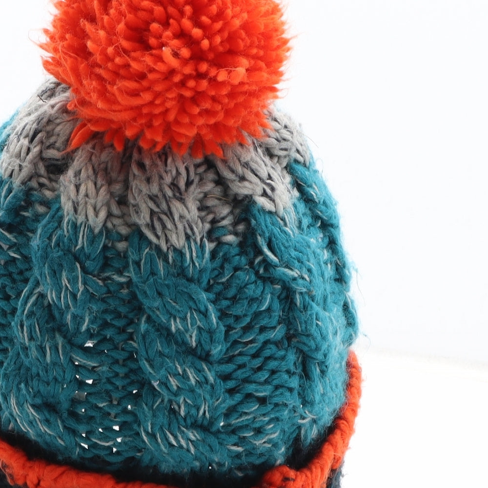 F&F Boys Green Colourblock Acrylic Bobble Hat One Size