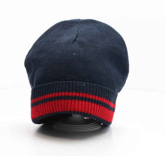 Preworn Womens Blue Colourblock Acrylic Beanie One Size