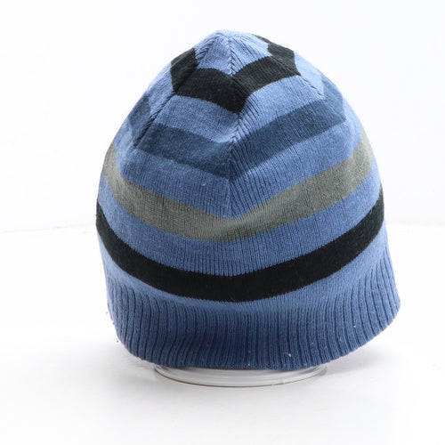 Screamer Mens Blue Striped Acrylic Beanie One Size