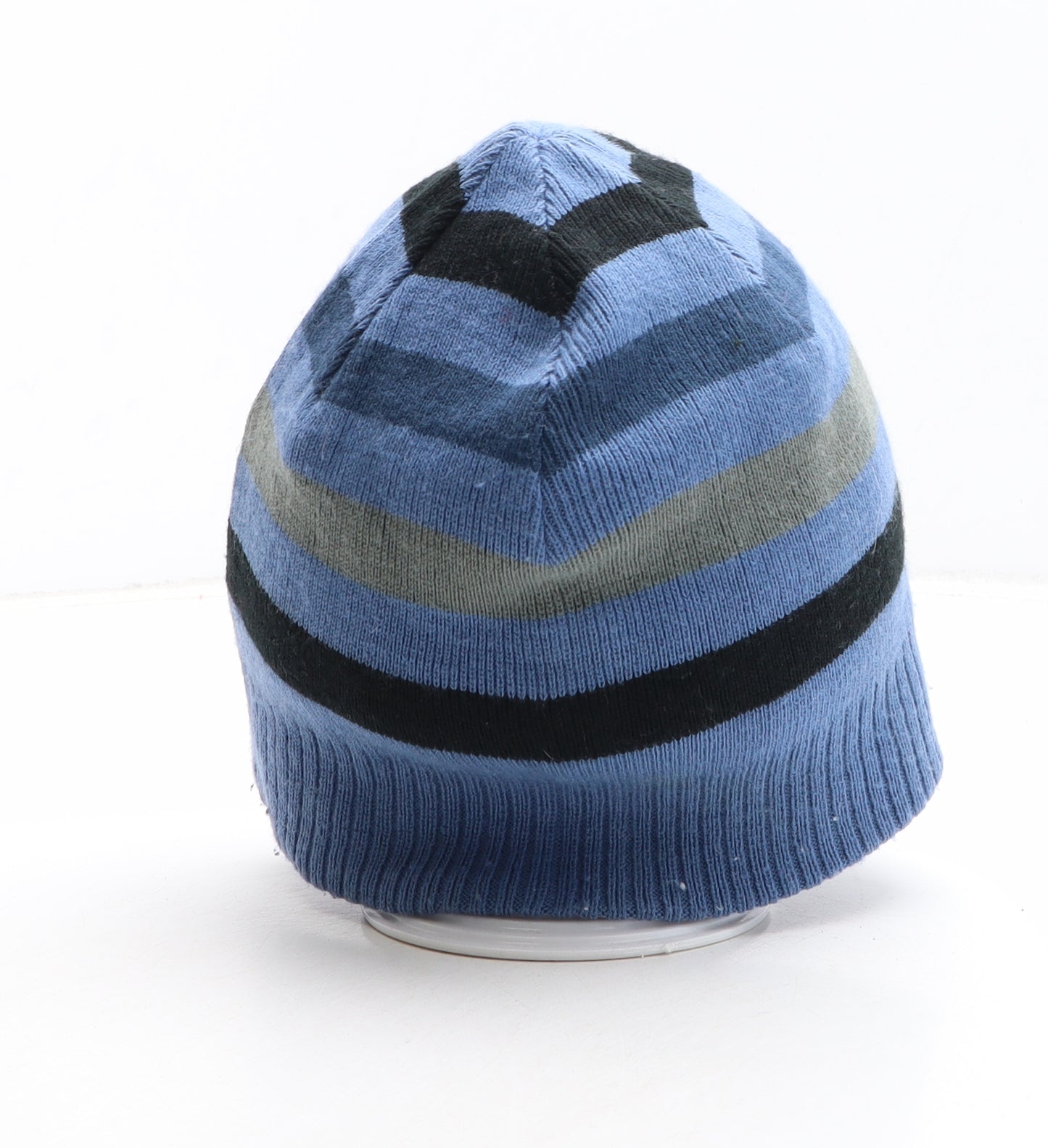 Screamer Mens Blue Striped Acrylic Beanie One Size