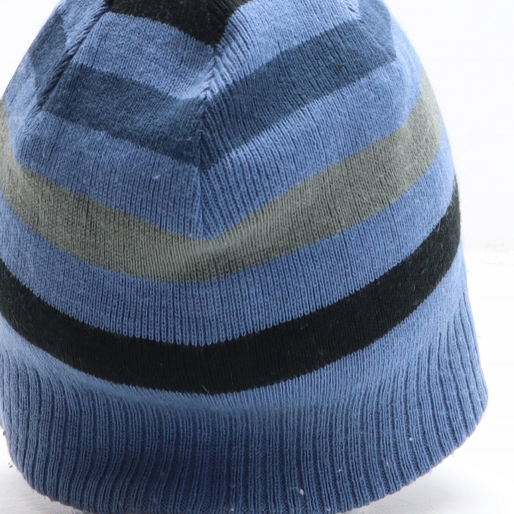 Screamer Mens Blue Striped Acrylic Beanie One Size