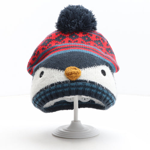 Mountain Warehouse Boys Blue Fair Isle Acrylic Bobble Hat One Size - Penguin