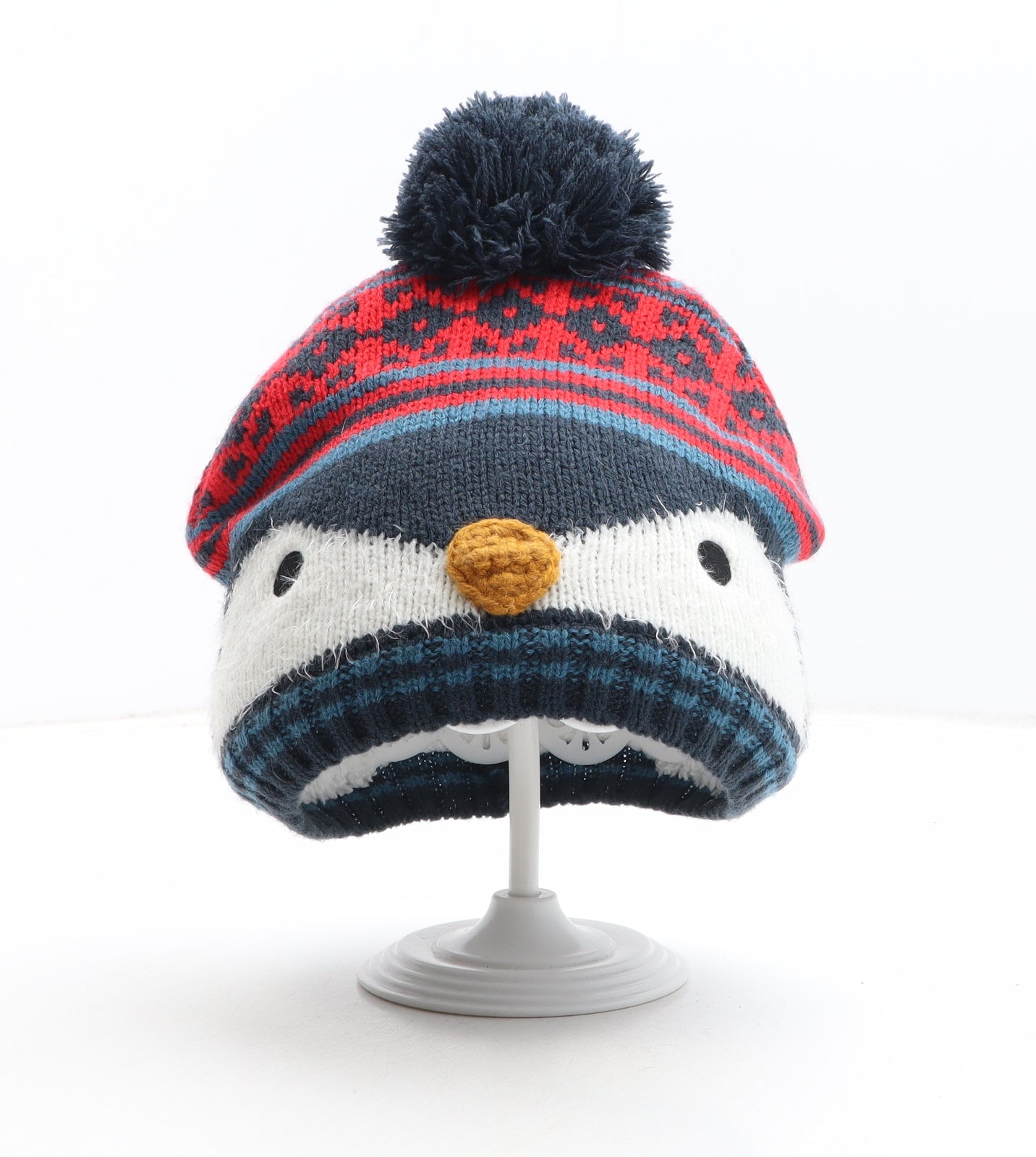 Mountain Warehouse Boys Blue Fair Isle Acrylic Bobble Hat One Size - Penguin