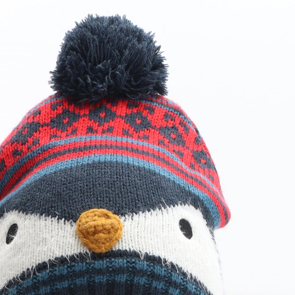 Mountain Warehouse Boys Blue Fair Isle Acrylic Bobble Hat One Size - Penguin