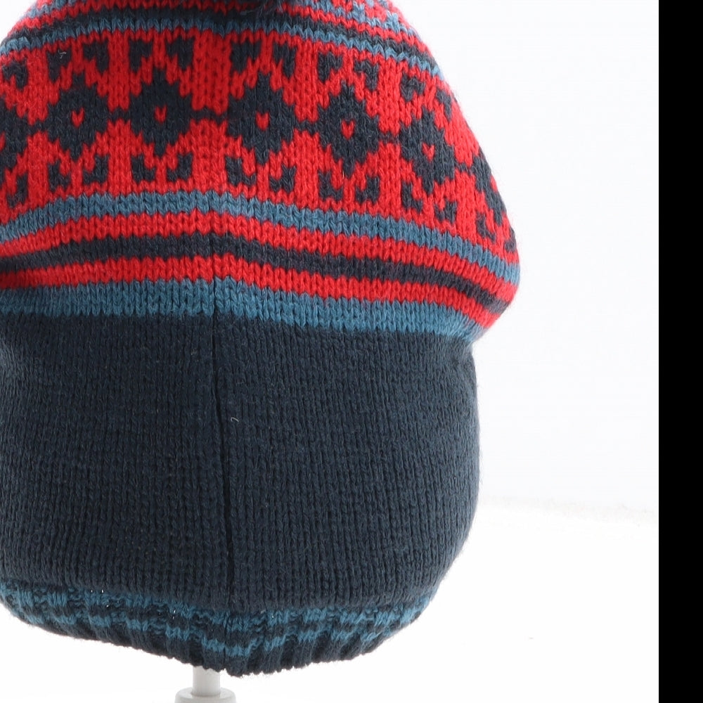 Mountain Warehouse Boys Blue Fair Isle Acrylic Bobble Hat One Size - Penguin