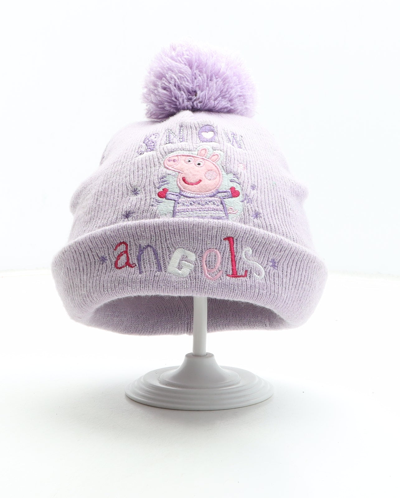 Peppa Pig Girls Pink Acrylic Bobble Hat One Size - Size 3-4 Years