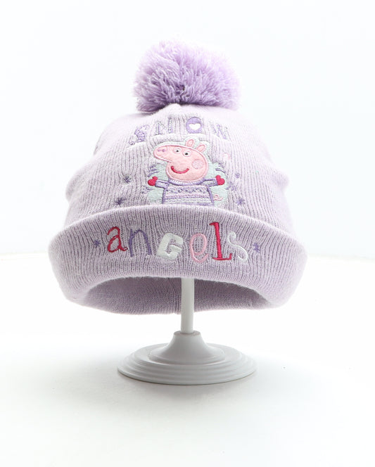 Peppa Pig Girls Pink Acrylic Bobble Hat One Size - Size 3-4 Years