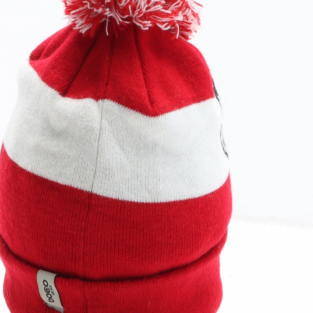 Brainsport Womens Red Geometric Acrylic Bobble Hat One Size