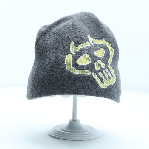 Preworn Boys Grey Acrylic Beanie Size S - Skull