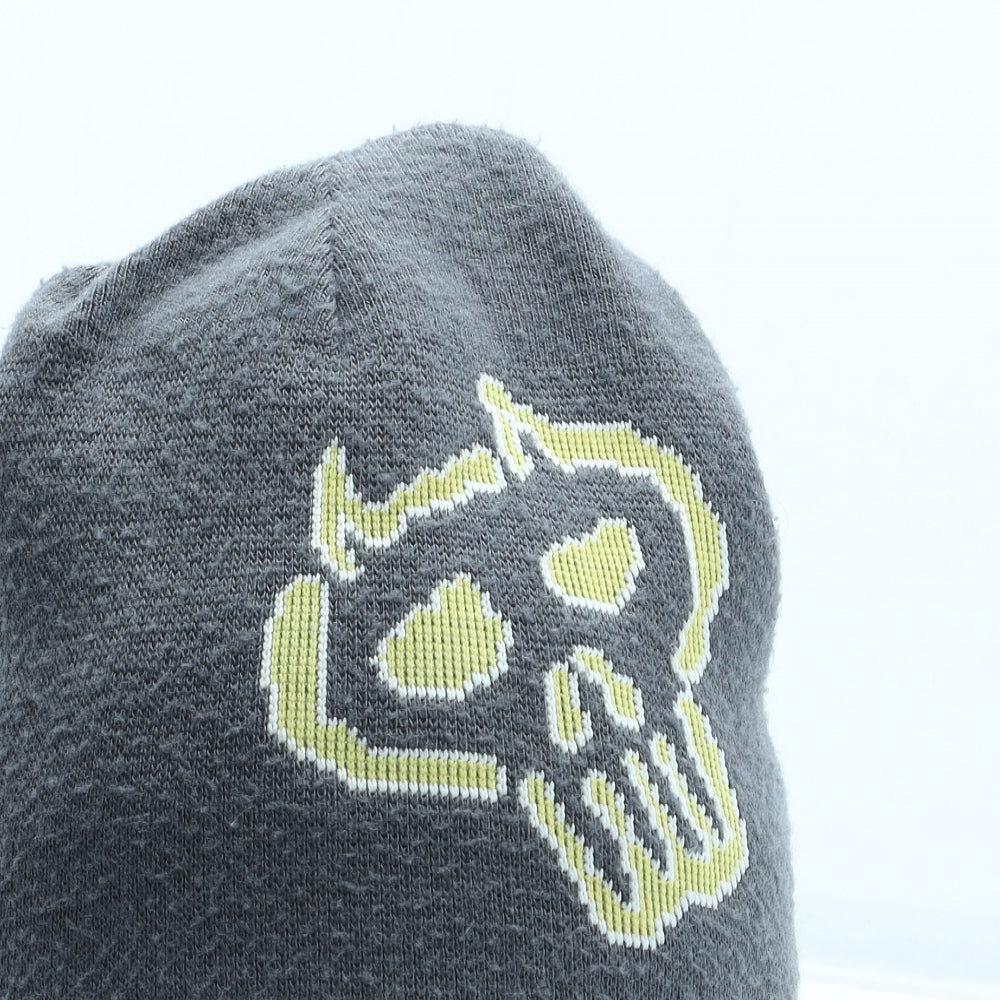 Preworn Boys Grey Acrylic Beanie Size S - Skull