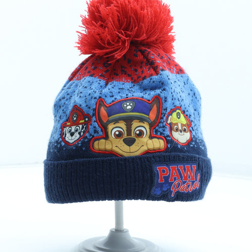George Boys Blue Geometric Acrylic Bobble Hat Size S - Paw Patrol Size 1-3 years