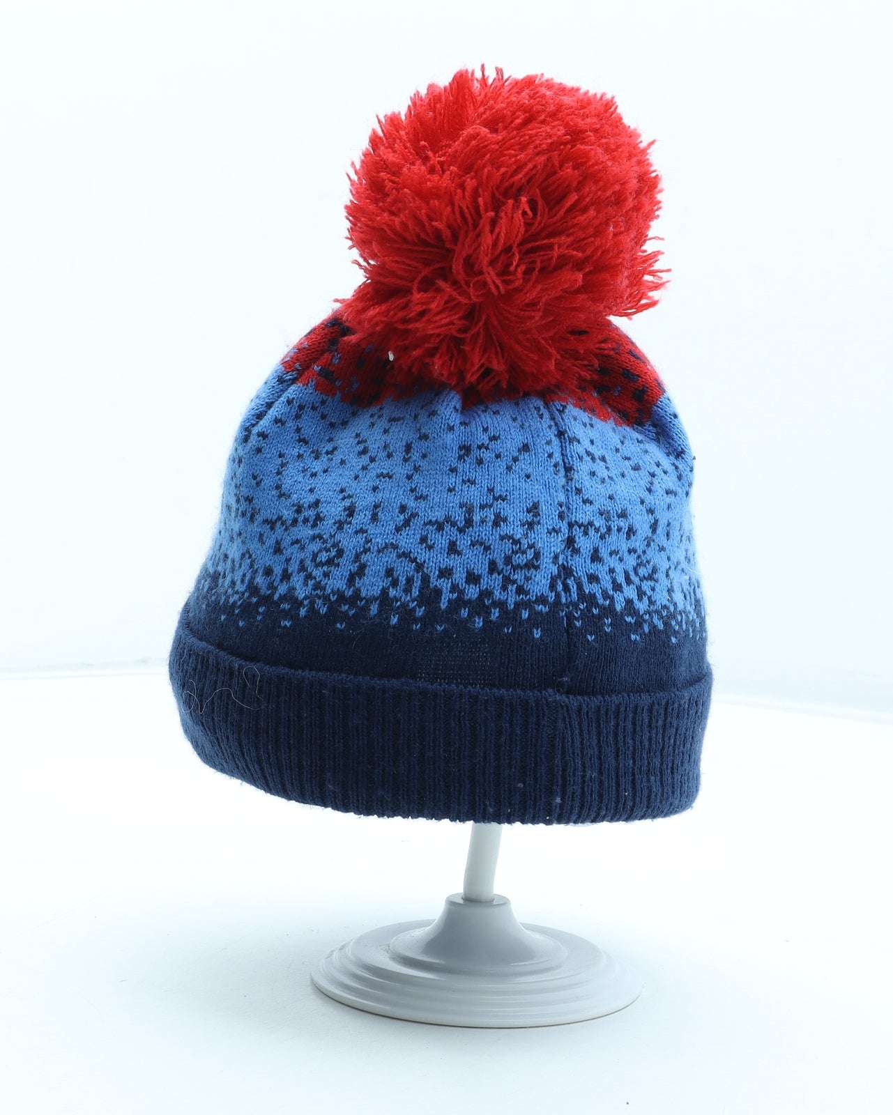 George Boys Blue Geometric Acrylic Bobble Hat Size S - Paw Patrol Size 1-3 years