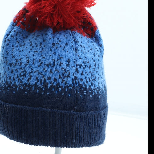 George Boys Blue Geometric Acrylic Bobble Hat Size S - Paw Patrol Size 1-3 years
