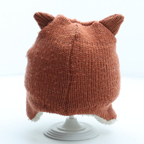 Nutmeg Girls Orange Acrylic Beanie Size S - Fox UK Size 18-36 Months