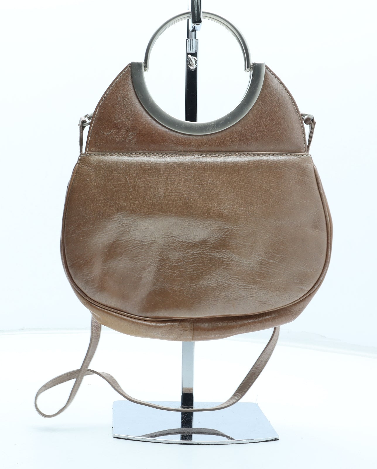 Preworn Womens Brown Leather Top Handle Bag Size Small