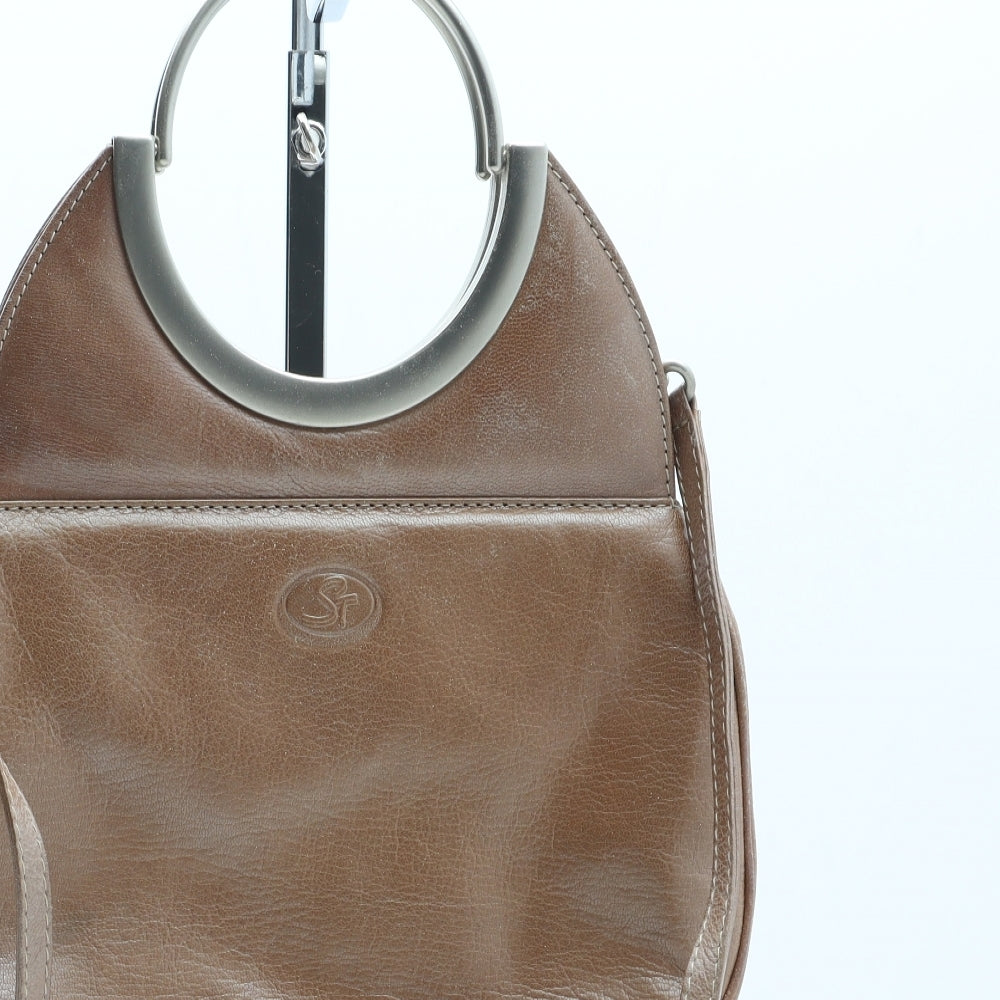 Preworn Womens Brown Leather Top Handle Bag Size Small