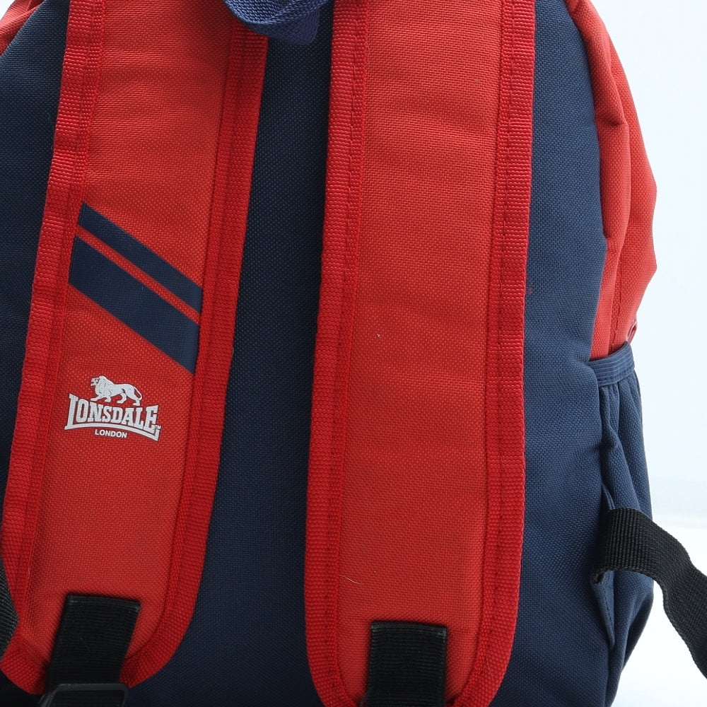 Lonsdale Boys Red Colourblock Polyester Backpack Size Medium Zip