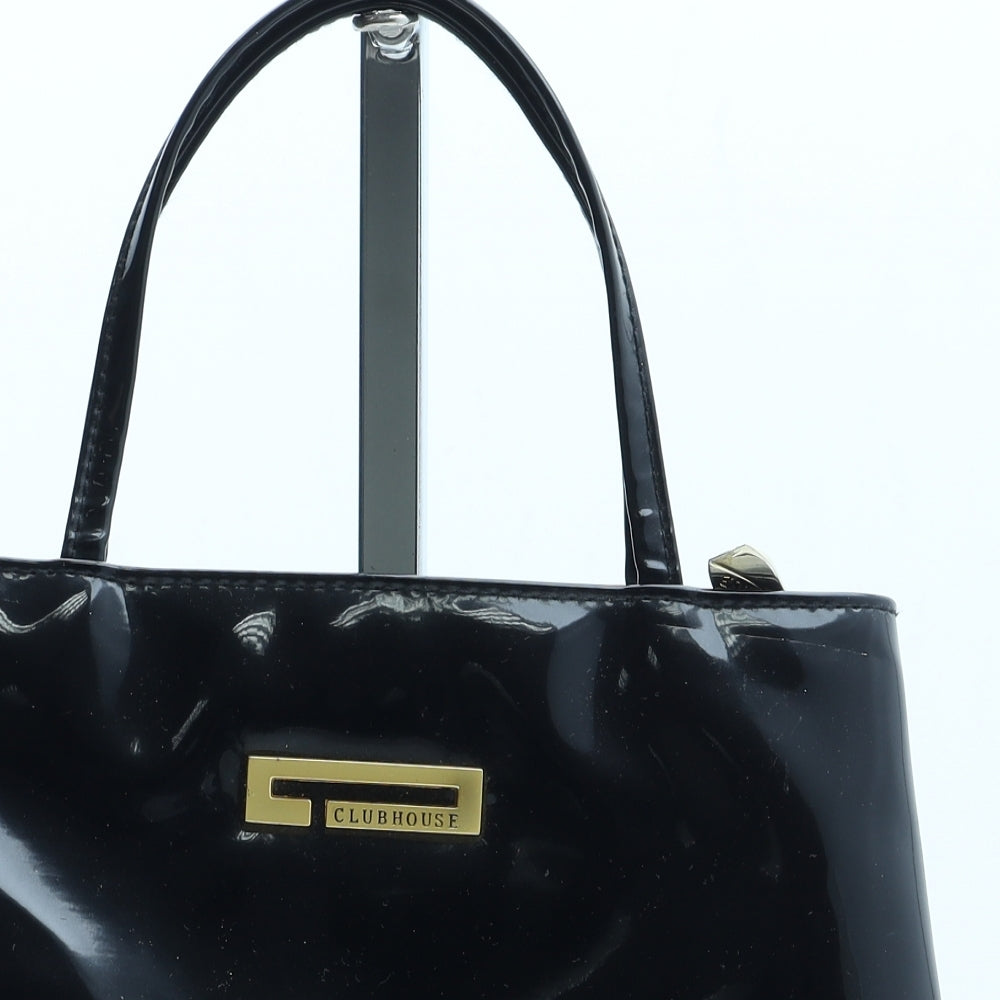 Clubhouse Womens Black Polyurethane Shoulder Bag Size Small