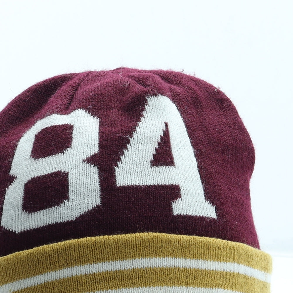 Preworn Mens Red Striped Acrylic Beanie One Size