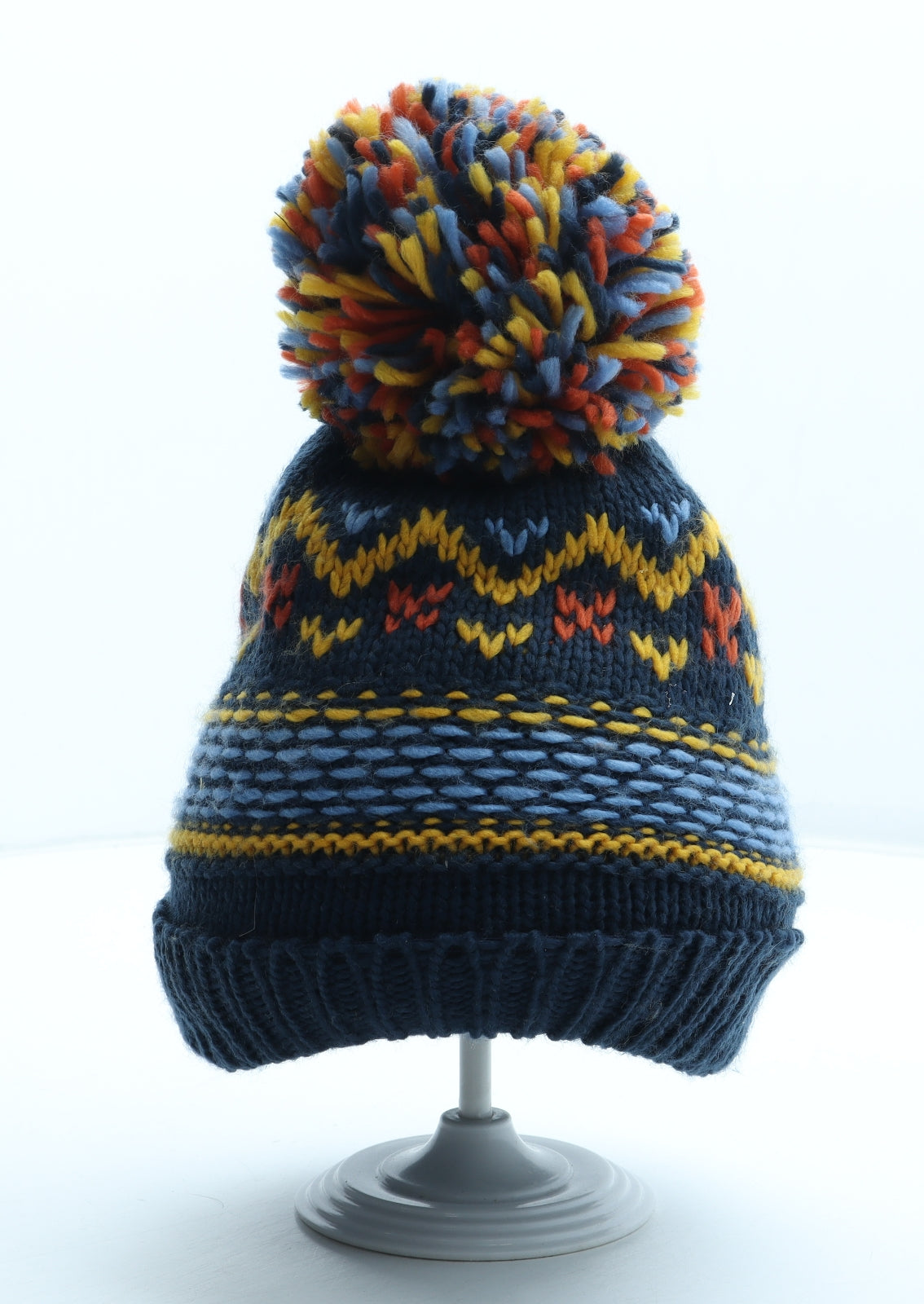 Nutmeg Boys Multicoloured Fair Isle Acrylic Bobble Hat Size S - Size 7-10 years