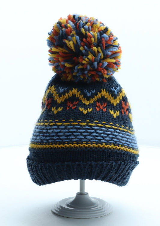 Nutmeg Boys Multicoloured Fair Isle Acrylic Bobble Hat Size S - Size 7-10 years