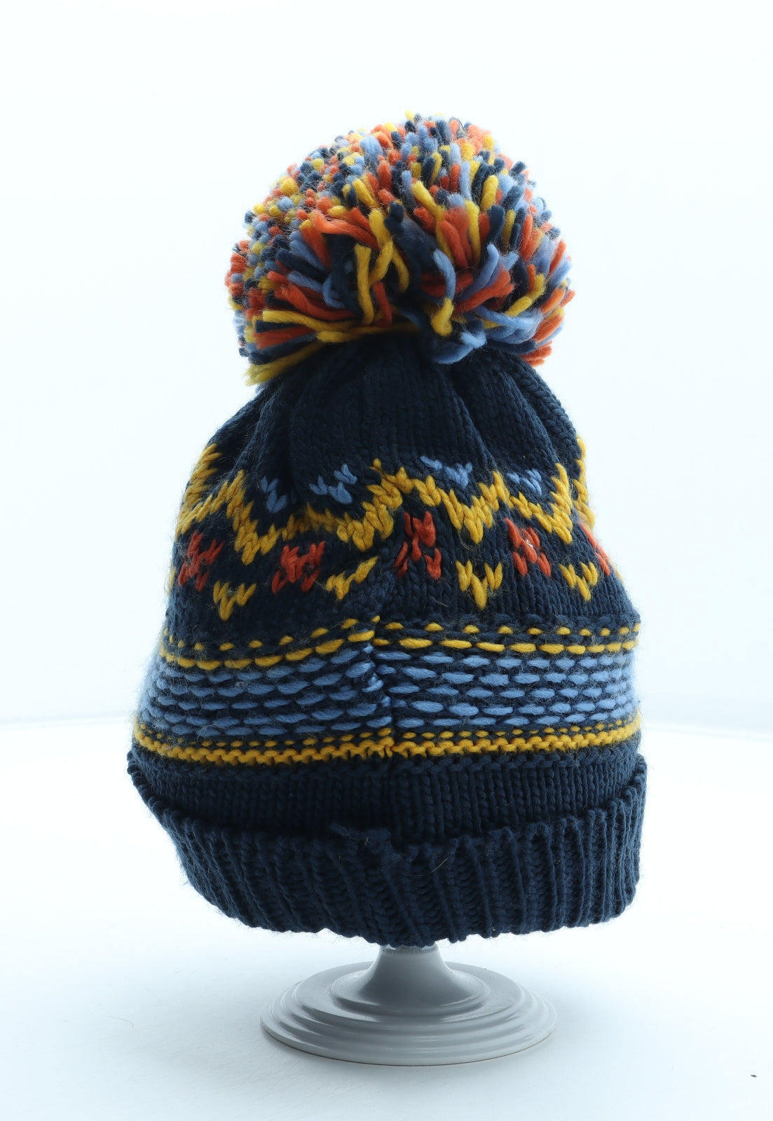 Nutmeg Boys Multicoloured Fair Isle Acrylic Bobble Hat Size S - Size 7-10 years