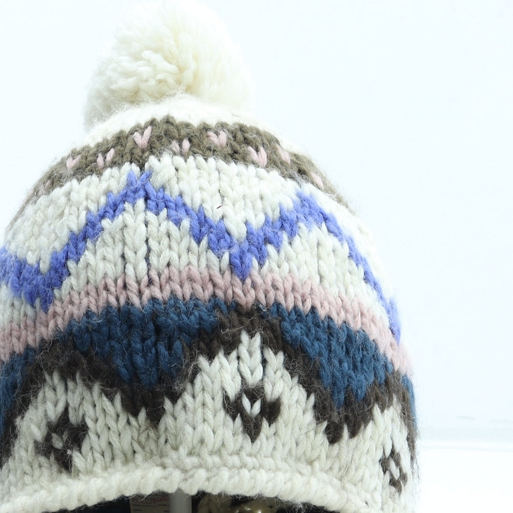 Preworn Womens Multicoloured Fair Isle Acrylic Bobble Hat One Size