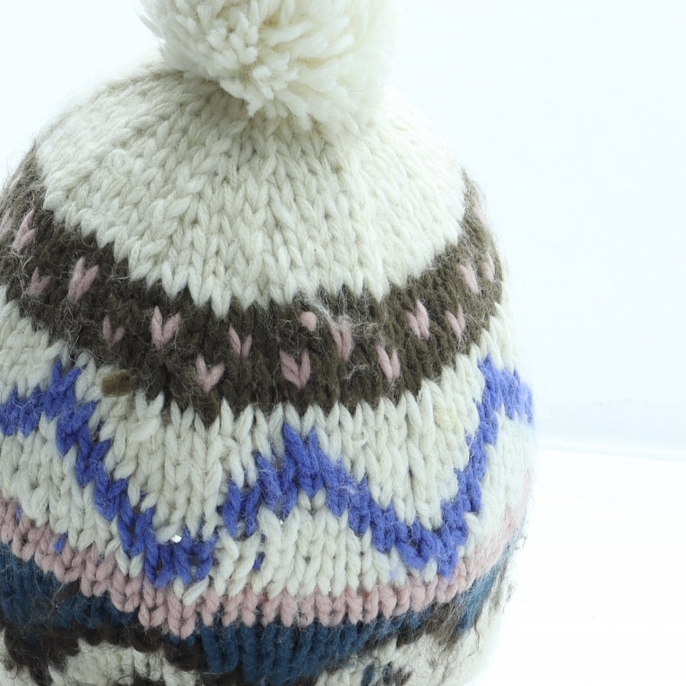 Preworn Womens Multicoloured Fair Isle Acrylic Bobble Hat One Size