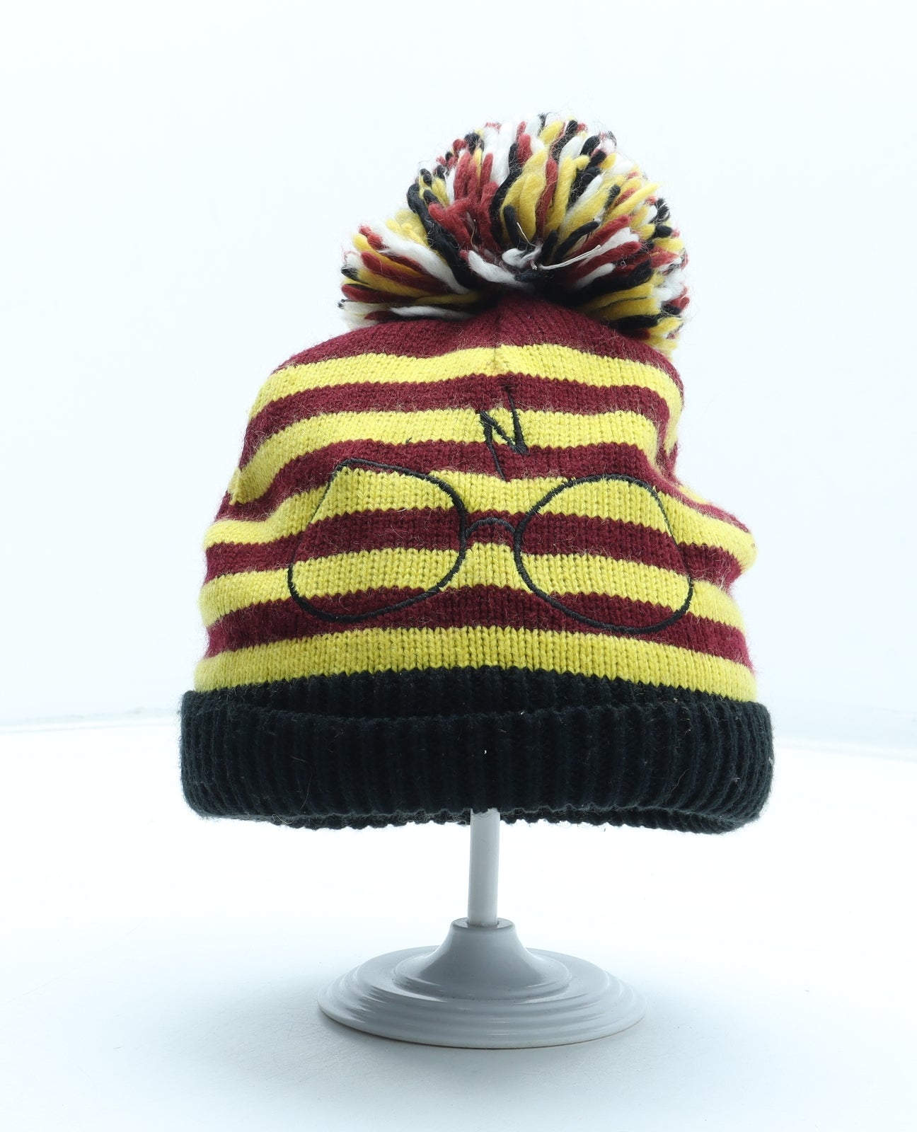 George Boys Multicoloured Striped Acrylic Bobble Hat Size S - Harry Potter Size 8-12 Years