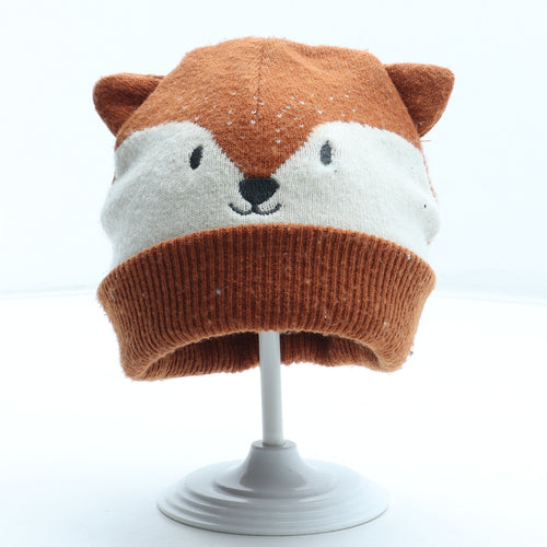 F&F Girls Orange Acrylic Beanie Size S - Fox Size 6-12 Years