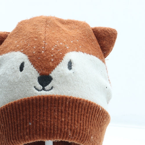 F&F Girls Orange Acrylic Beanie Size S - Fox Size 6-12 Years
