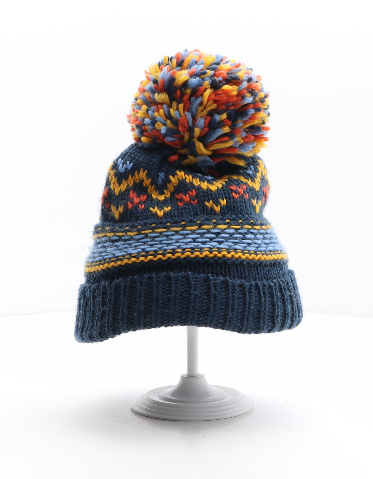 Nutmeg Boys Multicoloured Fair Isle Acrylic Bobble Hat One Size - UK size 10-14 Years