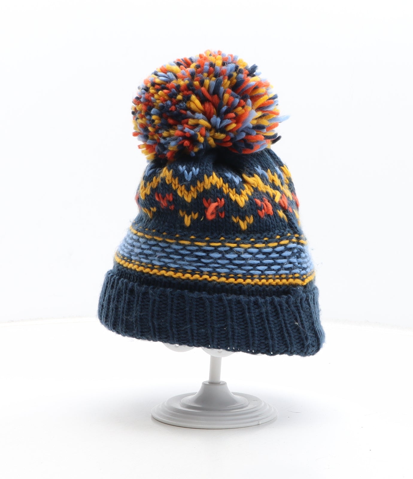 Nutmeg Boys Multicoloured Fair Isle Acrylic Bobble Hat One Size - UK size 10-14 Years