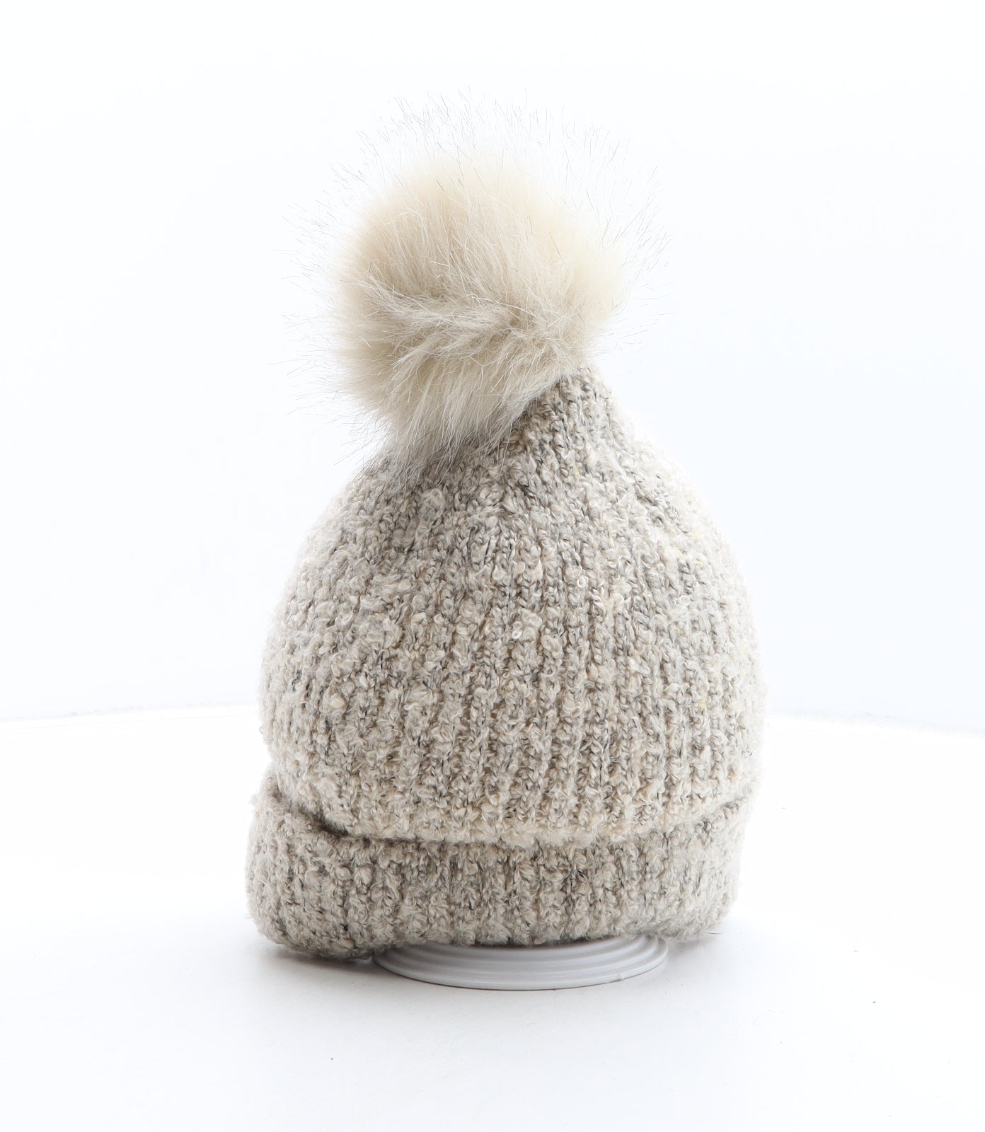 Primark Womens Beige Acrylic Bobble Hat One Size