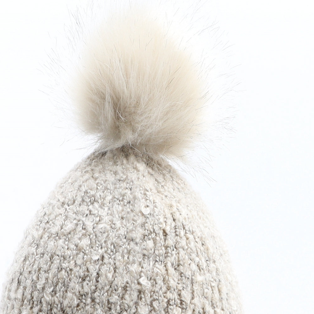 Primark Womens Beige Acrylic Bobble Hat One Size